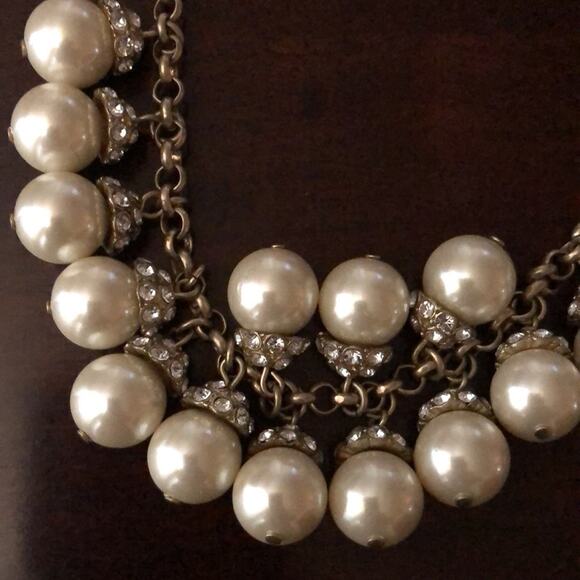 J. Crew Faux Pearl and Rhinestone Necklace - Picture 2 of 2
